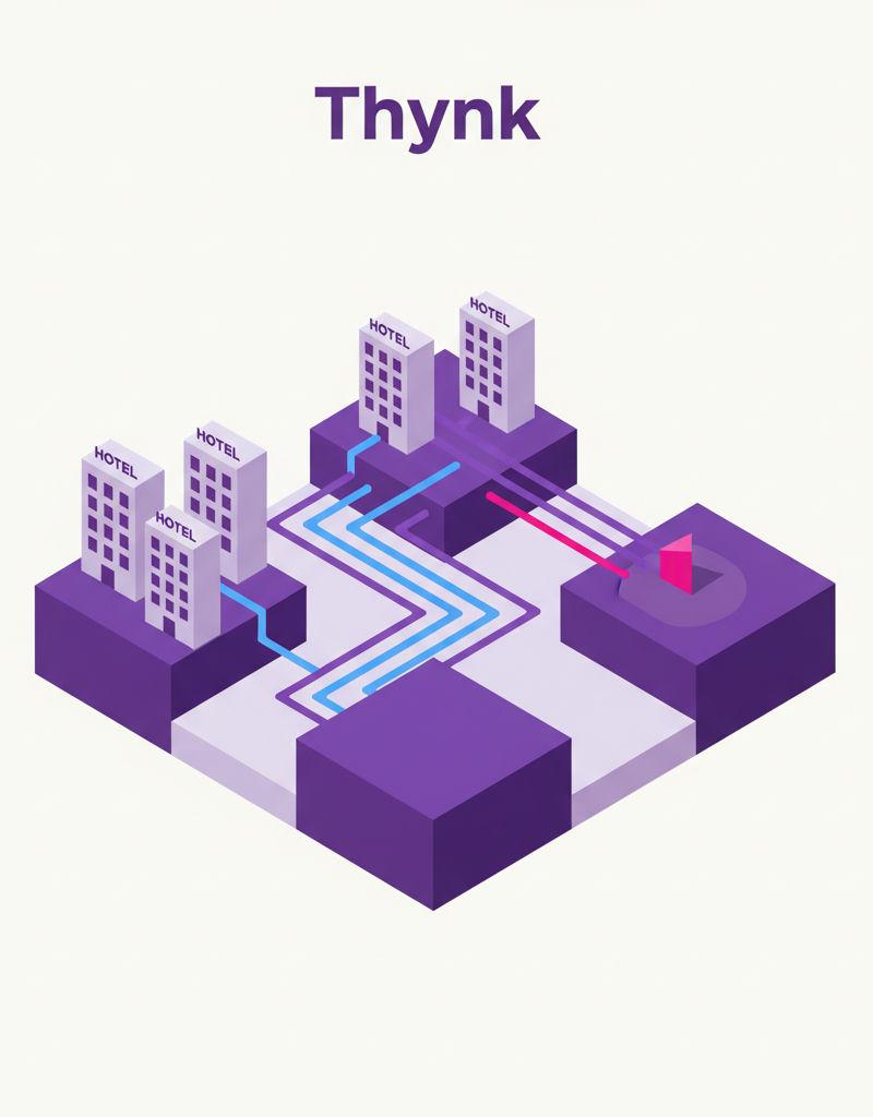Multi-property hotel sales prospecting network with data pathways connecting venues to buyer intent signals
