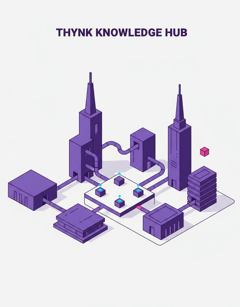 Isometric purple cityscape with interconnected venues representing MICE sales qualification and group revenue strategy
